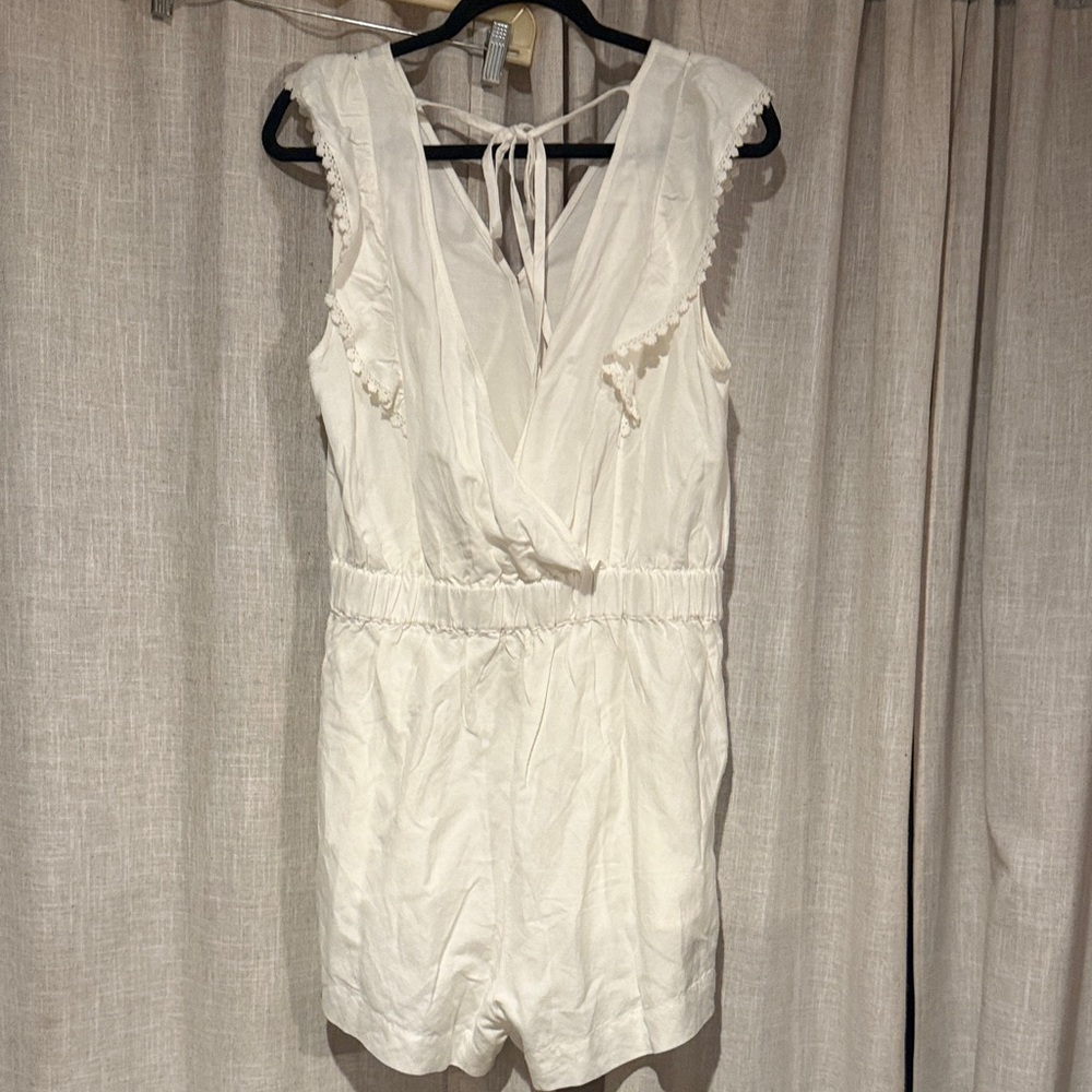 LOFT Cream V-Neck Romper - Picture 2 of 3